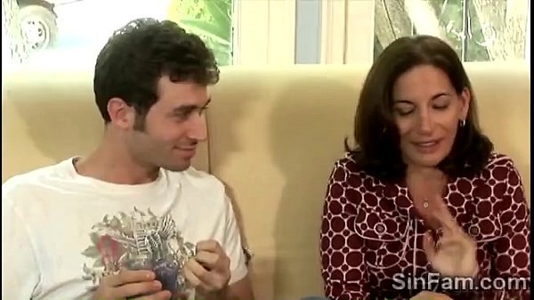 Horny stud plays with his gorgeous brunette stepmom